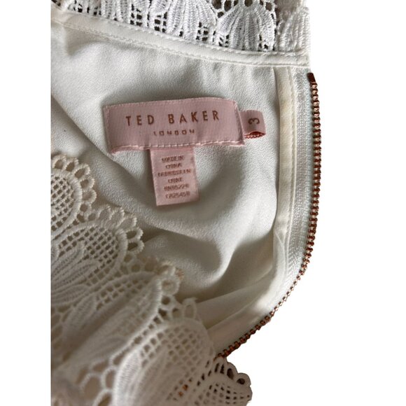 TED BAKER White High Neck Long Sleeve Dress Size 3 / Large - Picture 2 of 5